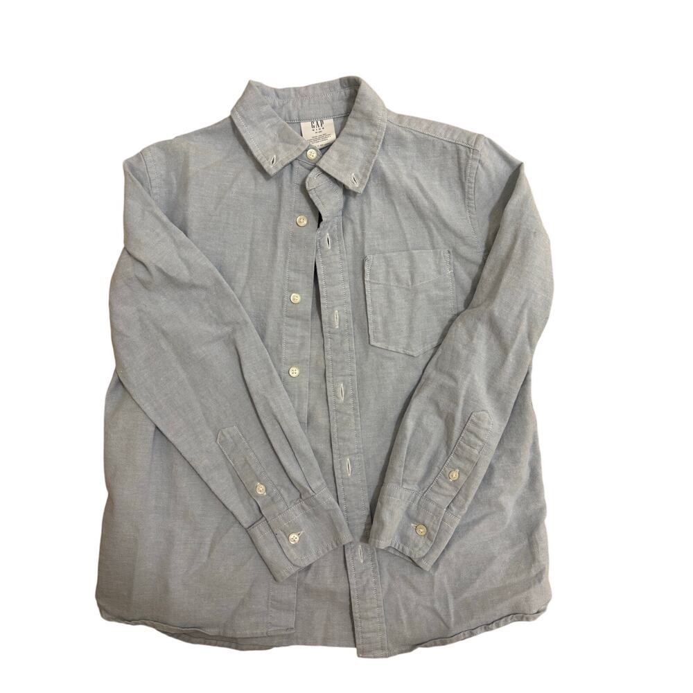 Gap Kids Oxford Button Down Shirt Blue Long Sleeve Cotton Boys Size M 8 - Picture 2 of 8